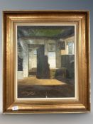 Danish School : View through a doorway, oil on canvas, 39 cm x 49 cm.