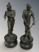 A pair of French spelter figures,
