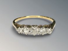 An 18ct gold five stone diamond ring, size R CONDITION REPORT: 2.