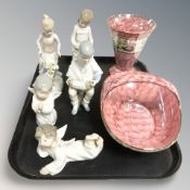 A tray of ceramics, Lladro figures, Spanish ornaments,