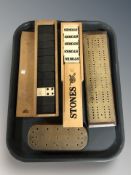 Sets of Dominoes and cribbage boards