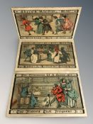 Three wooden prints each 27 cm x 44 cm