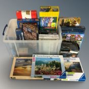 A box of jigsaws,