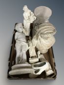 A group of composition ornaments, child figure,