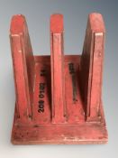 A painted wooden runner bar marked 'Allerup'