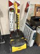 A Roll and Comb garden vacuum together with oil-filled radiator and three brake light boards