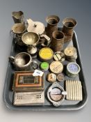 A group of metal wares, Tri-ang dairy pots,