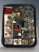 A group of costume jewellery, rosary beads, coral bracelet, etc.