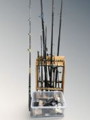 A group of fishing related items, large quantity of reels, lures,