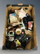 A small group of ceramics, toby jugs, shell, etc.