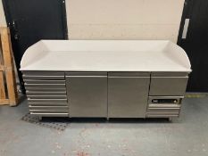 A Moretti Forni iLab stainless steel chiller cabinet with preparation work surface top,