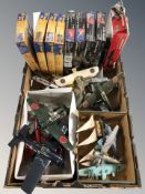 A box containing plastic model aircraft, sealed boxed Starfix and Bravo Force plane kits.