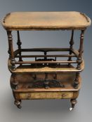 A Victorian inlaid walnut music stand, width 72 cm.