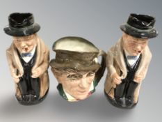 Three Royal Doulton character jugs - Winston Churchill and Paddy