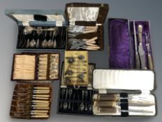 A quantity of silver plated cutlery, cased cutlery, etc.