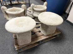 A pair of concrete staddle stones.