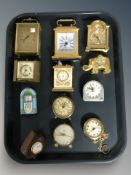 A group of miniature clocks,