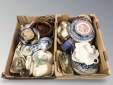 Two boxes of ceramics, plates, Maling china,