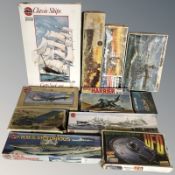 A box of model kits, Frog battle ship,