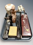 A group of African carvings, wooden figure,