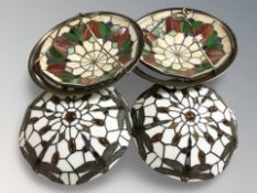 A group of Tiffany style glass light shades