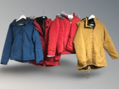 Four lady's coats to include Trespass size 10 coat, Trespass waterproof medium jacket size 12,