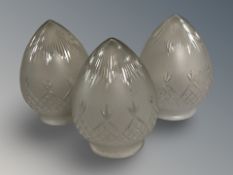 Three Edwardian cut crystal light shades