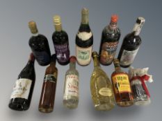 A group of alchohol - rum, continental spirits, red wine,