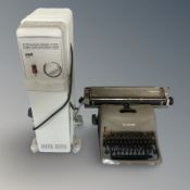 An oil-filled radiator and Lexicon typewriter