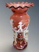 A Victorian Mary Gregory lustre with drops