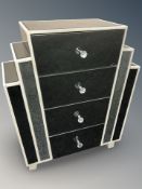 A contemporary mirrored four drawer chest, width 70 cm.
