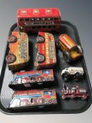 Tin plate transporter buses, clockwork vehicles,