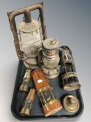 A group of miner's lamp including Wolf Safety lamp,
