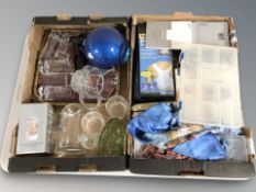 Two crates containing crystal glass, lady's clothing, etc.