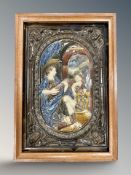 A German majolica panel depicting musicians,