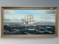 Siegfried Didszus : The Sailing Ship Pamir Under Full Sail in Choppy Waters, oil on canvas,