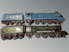 Two contemporary metal railway locomotives : The Flying Scotsman and The Mallard