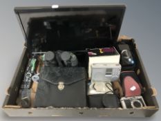 A group of electricals to include Polaroid TV with remote, Olympus camera and other cameras,