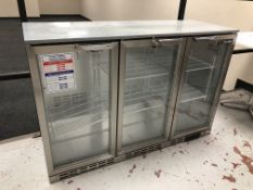 A triple door Lizard commercial bottle fridge, with keys,