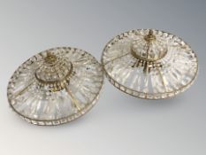 A pair of cut crystal light fittings, diameter 51 cm.