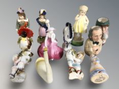 A small group of ornaments, Royal Doulton 'Claire Voyant' jug, ceramic figures,
