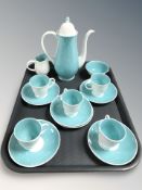 A Susie Cooper turquoise polka dot coffee set.