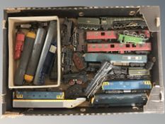A box of locomotive related models including Hornby Dublo,