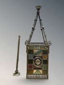 An Edwardian stained glass hanging light fitting.
