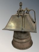 An antique brass lantern lamp, height 32 cm.