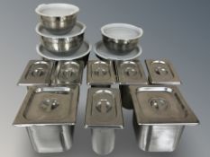 Stainless steel bain marie and storage containers with lids
