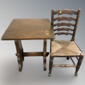 An oak circular occasional table, diameter 59 cm,