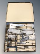 A box of various silver plated cutlery