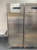 A Moretti Forni iLab stainless steel single door fridge, 71 cm width.