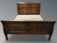 A Willis & Gambier reproduction stained sleigh bed, width 158 cm.